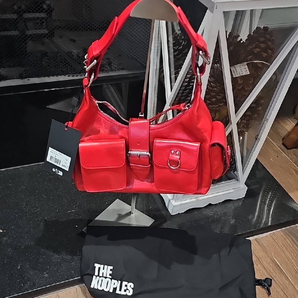 The Kooples Vibrant Red Shoulder Bag - Picture 1 of 6